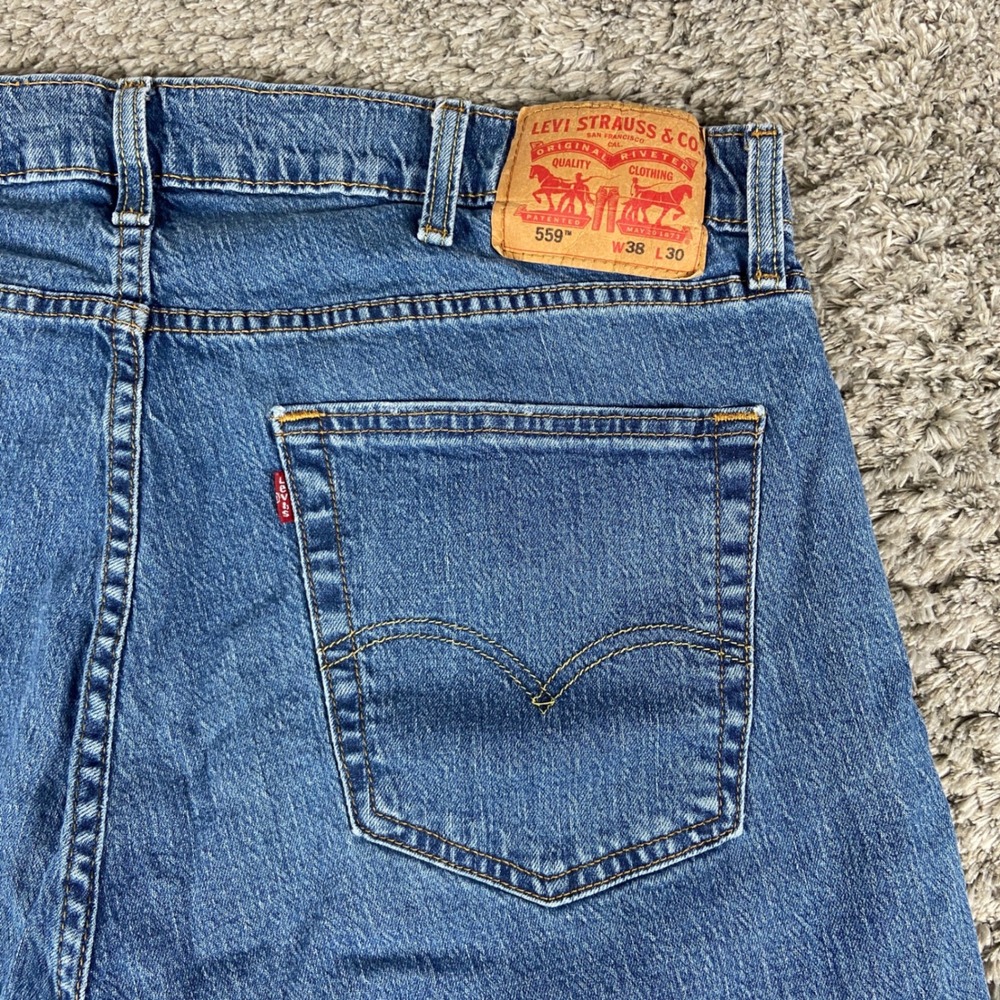 Levi's 559 Jeans Mens 38x30 Blue Denim Relaxed Fit Straight Cotton Blend Casual